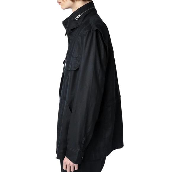 NEW ZADIG & VOLTAIRE kayaka lyocell jacket in noir - Picture 2 of 5